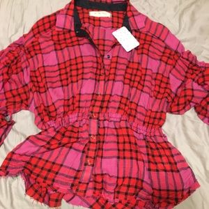 BNWT Free People Pacific Dawn Plaid Shirt-Small